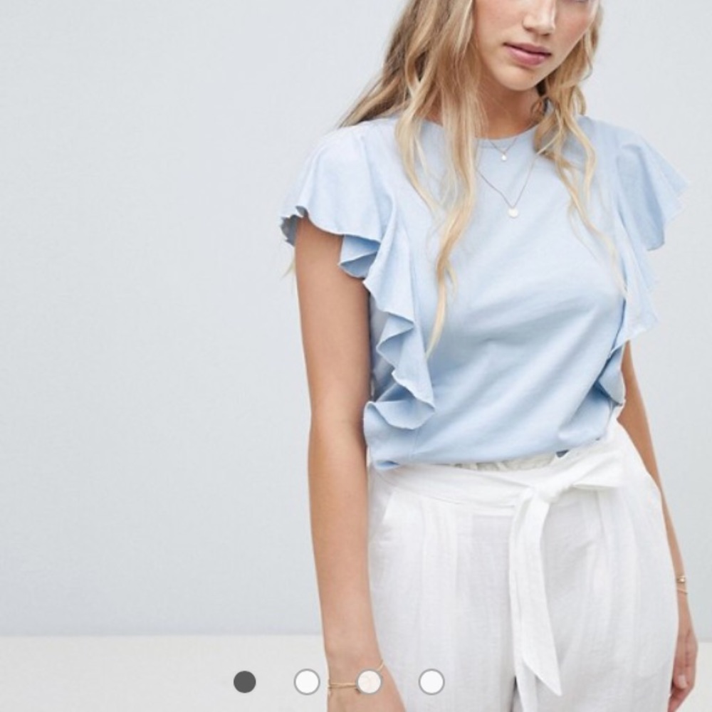 ASOS cashmere blue ruffle T-shirt